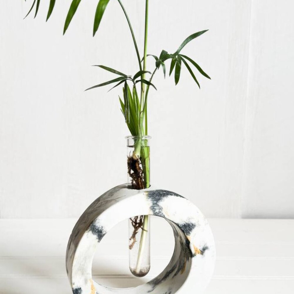 Concrete Vase, Hydroponics Tube, Stand, Flower Vase